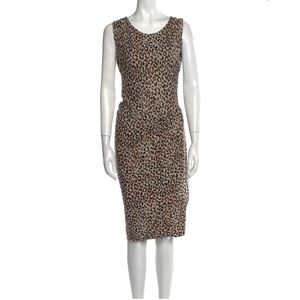 NWT Rebecca Taylor Leopard Jersey Dress Brown Size S